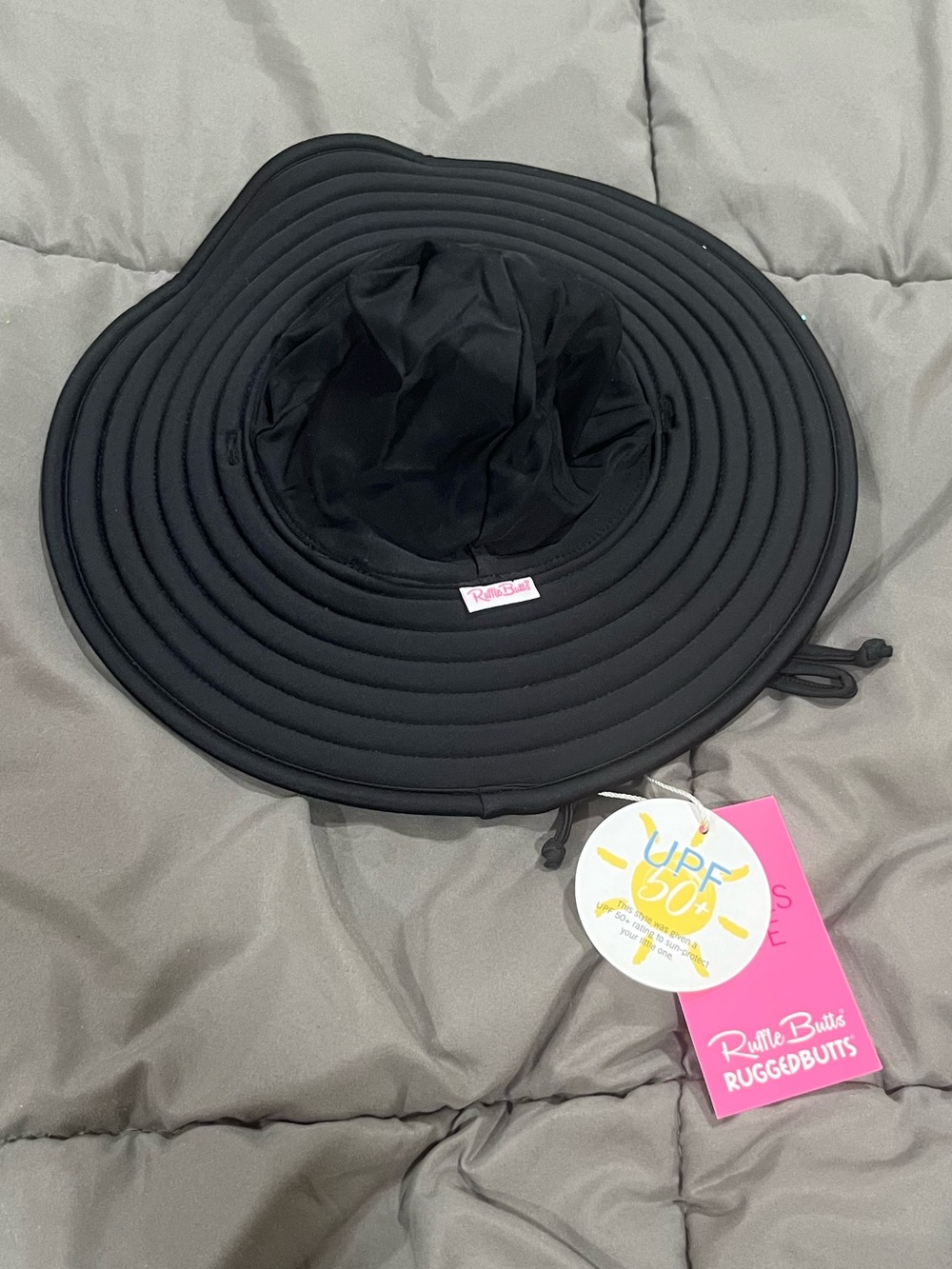 RuffleButts Black Sun Hat 0-12 months